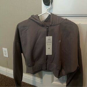 ALO Yoga Brown Cropped Hoodie Jacket